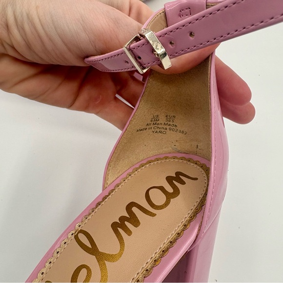 NEW Sam Edelman Yaro Heels Sandals Ankle Strap Patent Pink Girly Women’s 9.5 - Picture 10 of 10